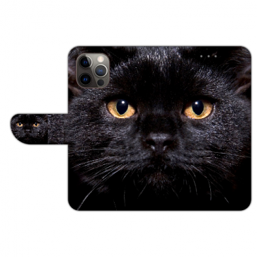 Handy Tasche Fotodruck Schwarz Katze für iPhone14 Cover