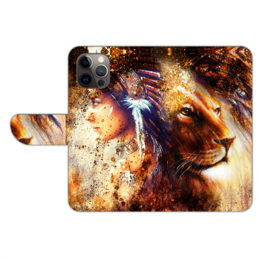 Handy Hülle für iPhone 12 mini Etui mit Bilddruck Löwe Indianerin Porträt