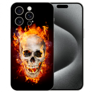 TPU Personalisierte Schale Back für iPhone 16 Pro Max Totenschädel Feuer Fotodruck 
