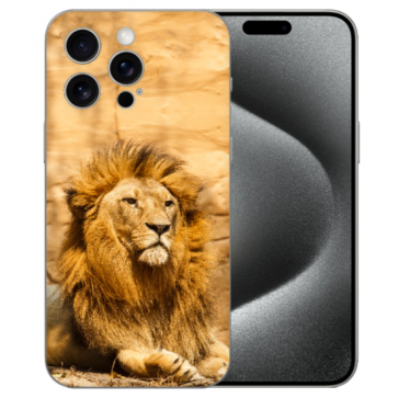 Personalisierte Silikon TPU Hülle mit eigenem Fotodruck Löwe für iPhone 15 Pro Max Hülle