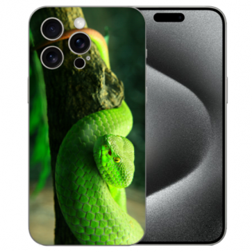 Silikon Individuelle Handy Hülle für iPhone 16 Pro Max Grüne Schlange Bilddruck  
