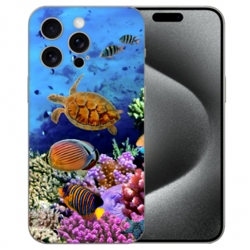 TPU Schutzhülle Cover Case für iPhone 16 Pro Max Book Bilddruck Aquarium Schildkröten 