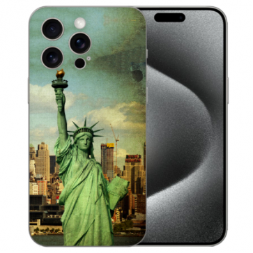 Individuelle Handy Hülle für iPhone 15 Pro mit eigenem Fotodruck Freiheitsstatue