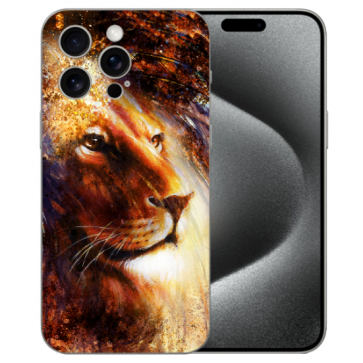 TPU Handy Hülle Back Case für iPhone 15 Pro Max mit eigenem Fotodruck Löwenkopf Porträt