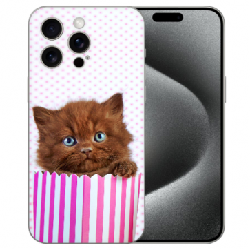 Personalisierte TPU Handy Hülle Cover für iPhone 16 Pro mit Fotodruck Kätzchen Braun 