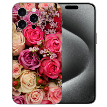 Silikon Flipcase Schutzhülle TPU Schale mit Bilddruck Rosen für iPhone 16 Pro Cover Case