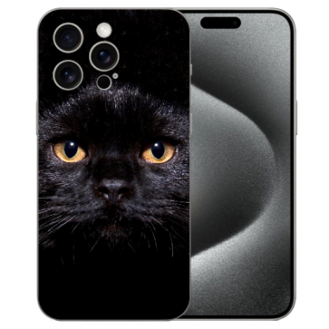 TPU Personalisierte mit eigenem Fotodruck Schwarz Katze für iPhone 15 Pro Hülle