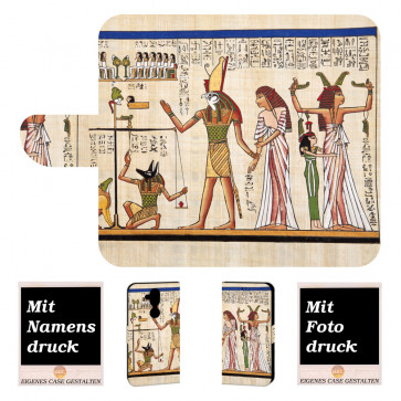 Personalisierte Handy Hülle mit Götter Ägyptens + Fotodruck Text Etui