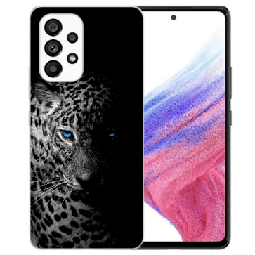 TPU Hülle Cover für Samsung Galaxy A33 (5G) Fotodruck Leopard mit blauen Augen