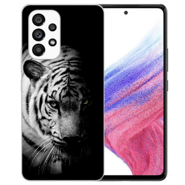 Schutzhülle TPU Cover für Samsung Galaxy A33 (5G) Fotodruck Tiger Schwarz Weiß