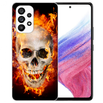 Silikon TPU Cover Case Fotodruck Totenschädel Feuer für Samsung Galaxy A33 (5G)