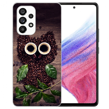 TPU - Silikon Case Handy Schale für Samsung Galaxy A53 5G Bilddruck Kaffee Eule