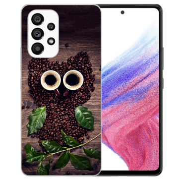 Schutzhülle Silikon Cover für Samsung Galaxy A13 (4G) Fotodruck Kaffee Eule