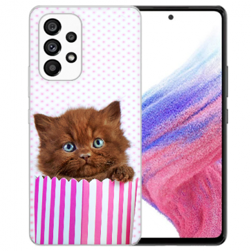 TPU Schale Silikon für Samsung Galaxy A23 5G Fotodruck Kätzchen Braun 