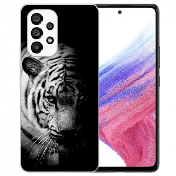 Schutzhülle Silikon TPU für Samsung Galaxy A53 5G Bilddruck Tiger Schwarz Weiß