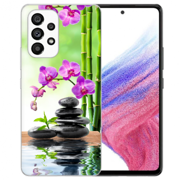 Flip Case TPU für Samsung Galaxy A53 5G Orchidee Bambus und Basaltsteine Bilddruck 