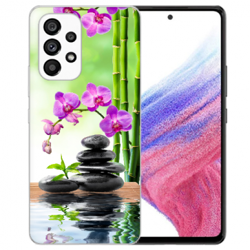 für Samsung Galaxy A13 4G TPU Silikoncover Hülle Bilddruck Orchidee Bambus und Basaltsteine 