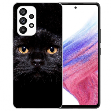 Silikon Cover TPU mit Schwarze Katze Fotodruck für Samsung Galaxy A53 5G