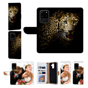 Handyhülle Tasche mit Fotodruck Leopard für Samsung Galaxy S20 Ultra