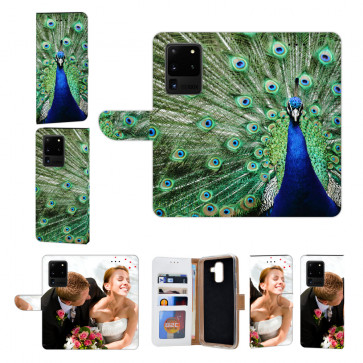 Handyhülle Tasche mit Bilddruck Pfau für Samsung Galaxy S21 Ultra
