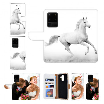 Samsung Galaxy S20 Ultra Handyhülle Tasche mit Pferd Text Fotodruck 
