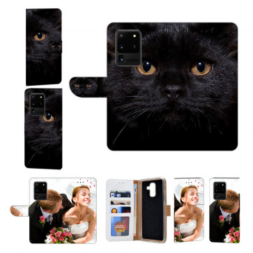 Handy Hülle mit Fotodruck Schwarz Katze für Samsung Galaxy S20 Ultra