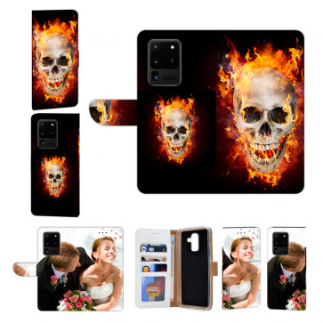 Samsung Galaxy S20 Ultra Handy Hülle mit Fotodruck Totenschädel Feuer
