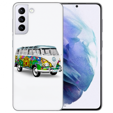 Samsung Galaxy S21 Silikon TPU Hülle mit Bilddruck Hippie Bus Case 