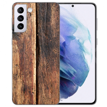 Silikon Hülle mit Fotodruck HolzOptik für Samsung Galaxy S21 Plus