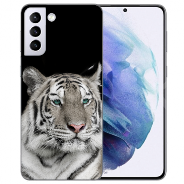 Samsung Galaxy S21 FE Silikon TPU Handy Hülle Case mit Tiger Bilddruck 