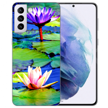 Samsung Galaxy S21 TPU Hülle mit Fotodruck Lotosblumen Etui