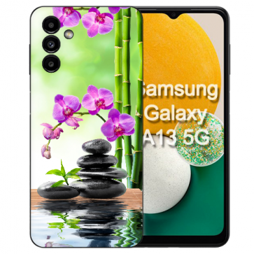 Silikon Backcover Case Fotodruck Orchidee Bambus und Basaltsteine für Samsung Galaxy A17