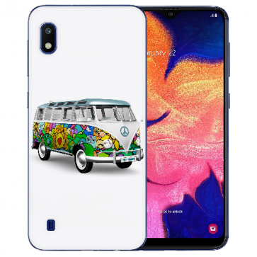 Samsung Galaxy A10 Silikon TPU Hülle mit Bilddruck Hippie Bus Etui