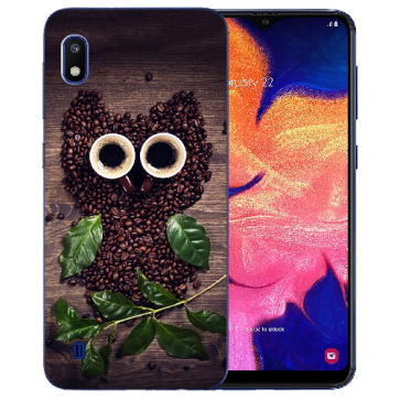 Samsung Galaxy A10 Silikon TPU Hülle mit Kaffee Eule Bilddruck 