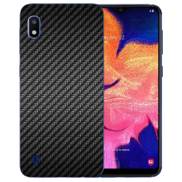 Samsung Galaxy A10 Silikon TPU Hülle Case mit Carbon Optik Bilddruck