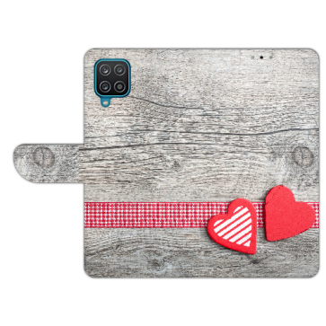 Personalisierte Handyhülle mit Herzen auf Holz Bilddruck für Samsung Galaxy A12 (5G)
