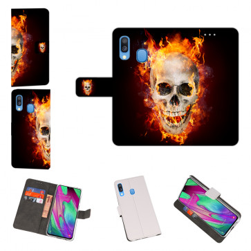 Huawei Y7 2019 / Y7 Prime 2019 Hülle mit Fotodruck Totenschädel Feuer