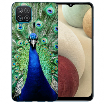 Samsung Galaxy A42 5G Silikon TPU Hülle mit Pfau Bilddruck 