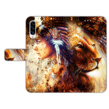 Samsung Galaxy A50 Handyhülle mit Indianer Löwe Gemälde Bilddruck