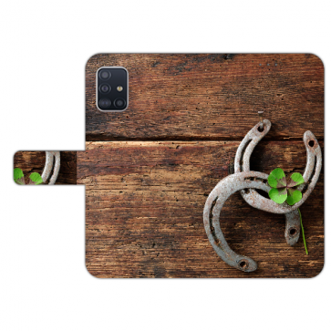Handy Hülle für Samsung Galaxy A41 mit Bilddruck Holz hufeisen