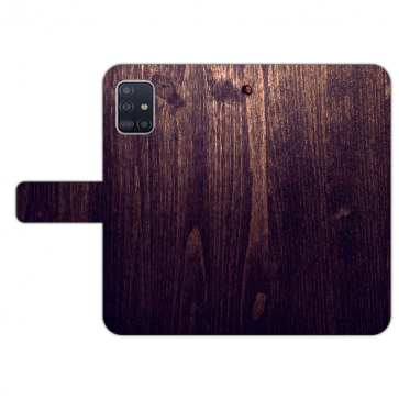 Samsung Galaxy A51 Handy Hülle mit Bilddruck HolzOptik Dunkelbraun