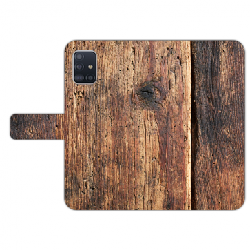 Samsung Galaxy A71 Handy Hülle Tasche mit Bilddruck HolzOptik