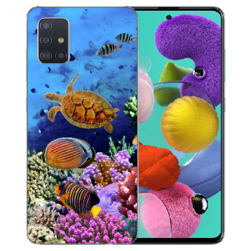 LG K42 Schutzhülle Silikon TPU Handy Hülle mit Aquarium Schildkröten Bilddruck 