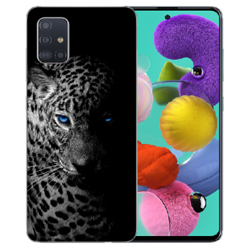 Samsung Galaxy A31 TPU Hülle mit Bilddruck Leopard mit blauen Augen