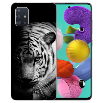 LG K42 Schutzhülle Silikon TPU Handy Hülle mit Tiger Schwarz Weiß Bilddruck 