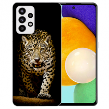 Samsung Galaxy A32 5G Silikon Hülle TPU Cover mit Fotodruck Leopard bei der Jagd
