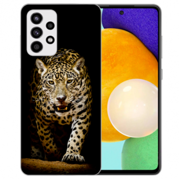 Samsung Galaxy A82 (5G) TPU Silikon Handy Hülle mit Leopard bei der Jagd Foto Druck 