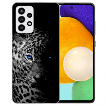 Silikon Case für Samsung Galaxy A52 (5G) / A52s (5G) mit Bilddruck Leopard mit blauen Augen