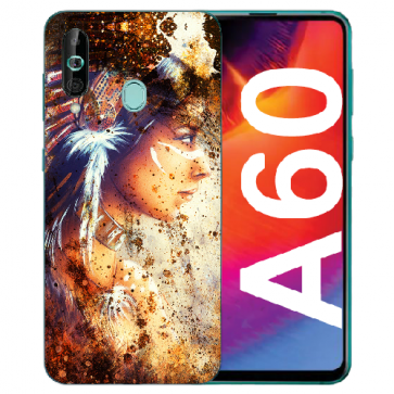 Samsung Galaxy A60 Silikon TPU Hülle mit Fotodruck Indianerin Porträt