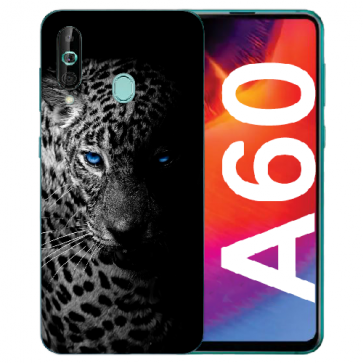 Samsung Galaxy A60 TPU Hülle mit Fotodruck Leopard mit blauen Augen